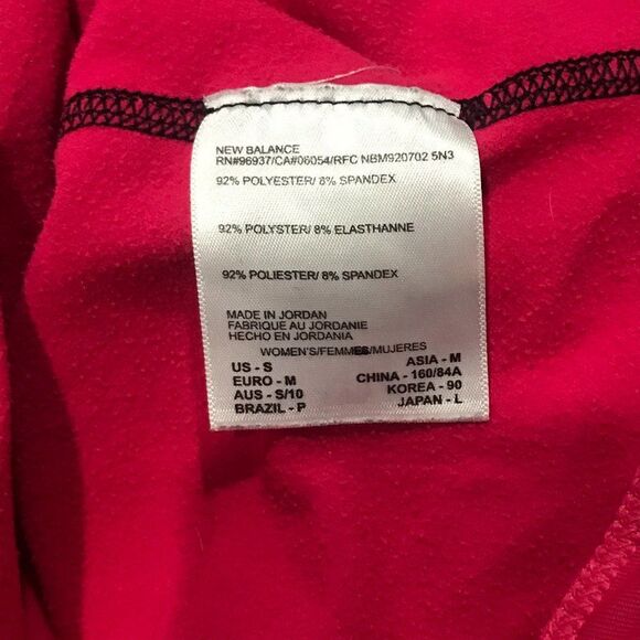 NEW BALANCE Exercise Top Long Sleeve Fleece Lined Pink Black Trim Sz S - Picture 5 of 7
